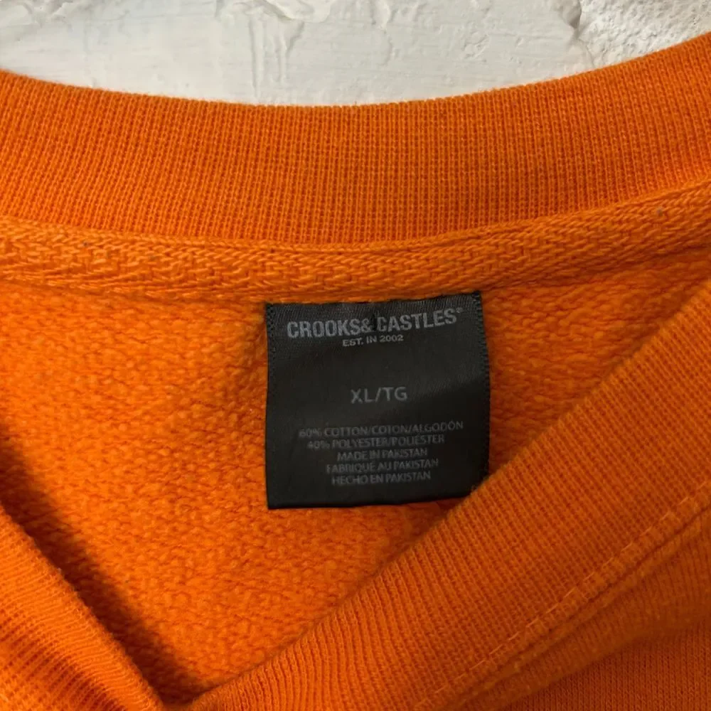 Crooks & Castles Men's Orange Crew Neck‎ Sweatshirt Size XL Tall